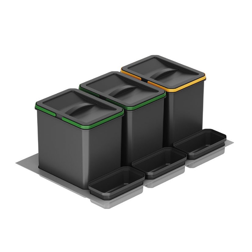 Система контейнеров д/мусора V12(x3)+1(x3)л в выдв.ящ.(шк.900), антрацит
