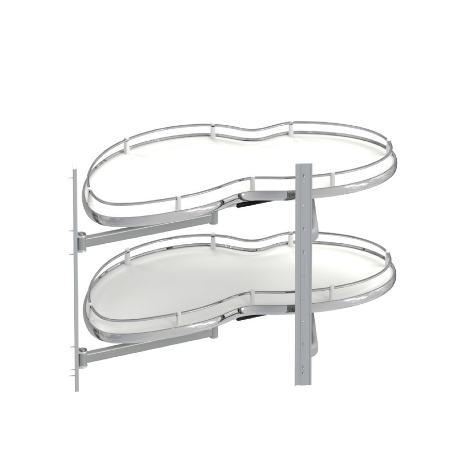 Выкатной механизм в угл.шкаф Turnboard 450мм, левый, хром/белый Выкатной механизм в угл.шкаф Turnboard 450мм, левый, хром/белый