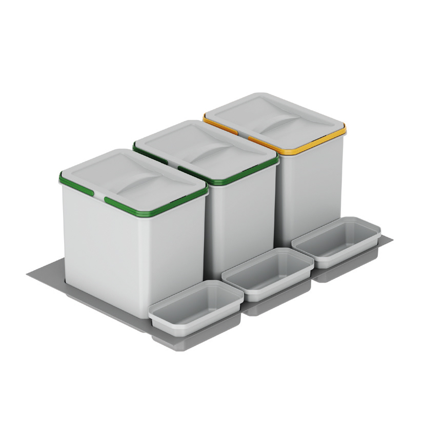 Система контейнеров д/мусора V12(x3)+1(x3)л в выдв.ящ.(шк.800), серый
