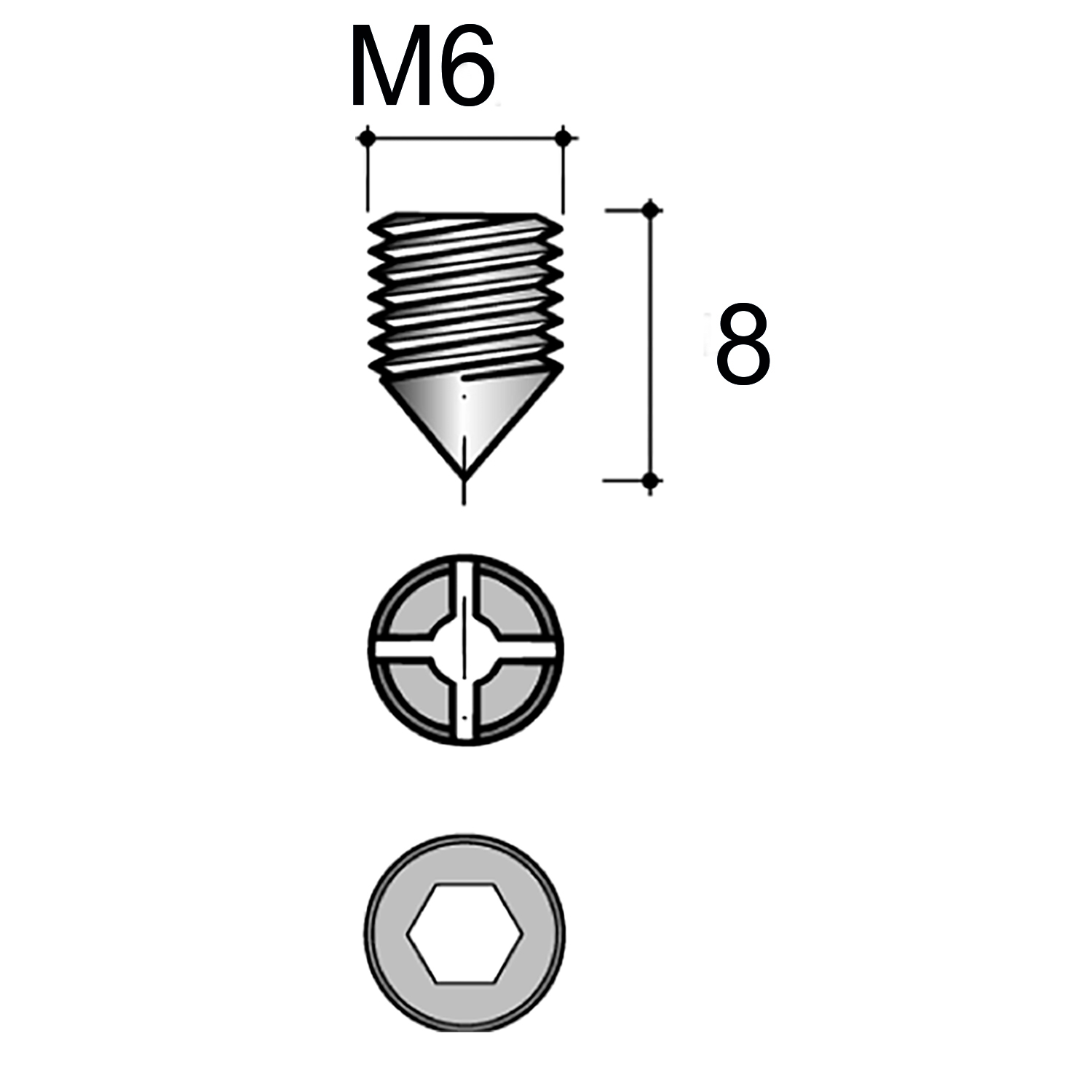 Винт стяжки конической M6x8мм под шестигранный ключ - ЦентроКомплект .