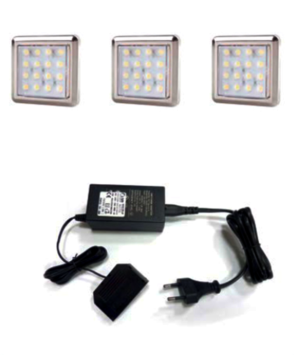 К-т из 3-х накл. cвет-ков Quatro, трансф. 6W, 6 вых-в., хром