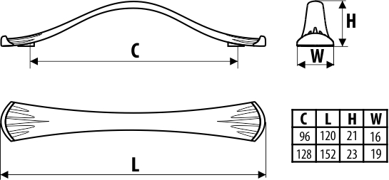 Ручка-скоба L=96мм, патинированный никель