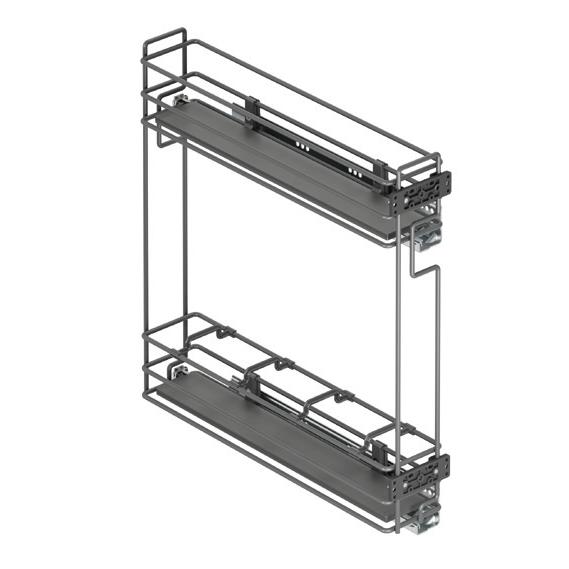 2х-ур. реш.емкость 150мм правая на напр.Blum с крепл.к фасаду, разд./бут., антрацит 2х-ур. реш.емкость 150мм правая на напр.Blum с крепл.к фасаду, разд./бут., антрацит