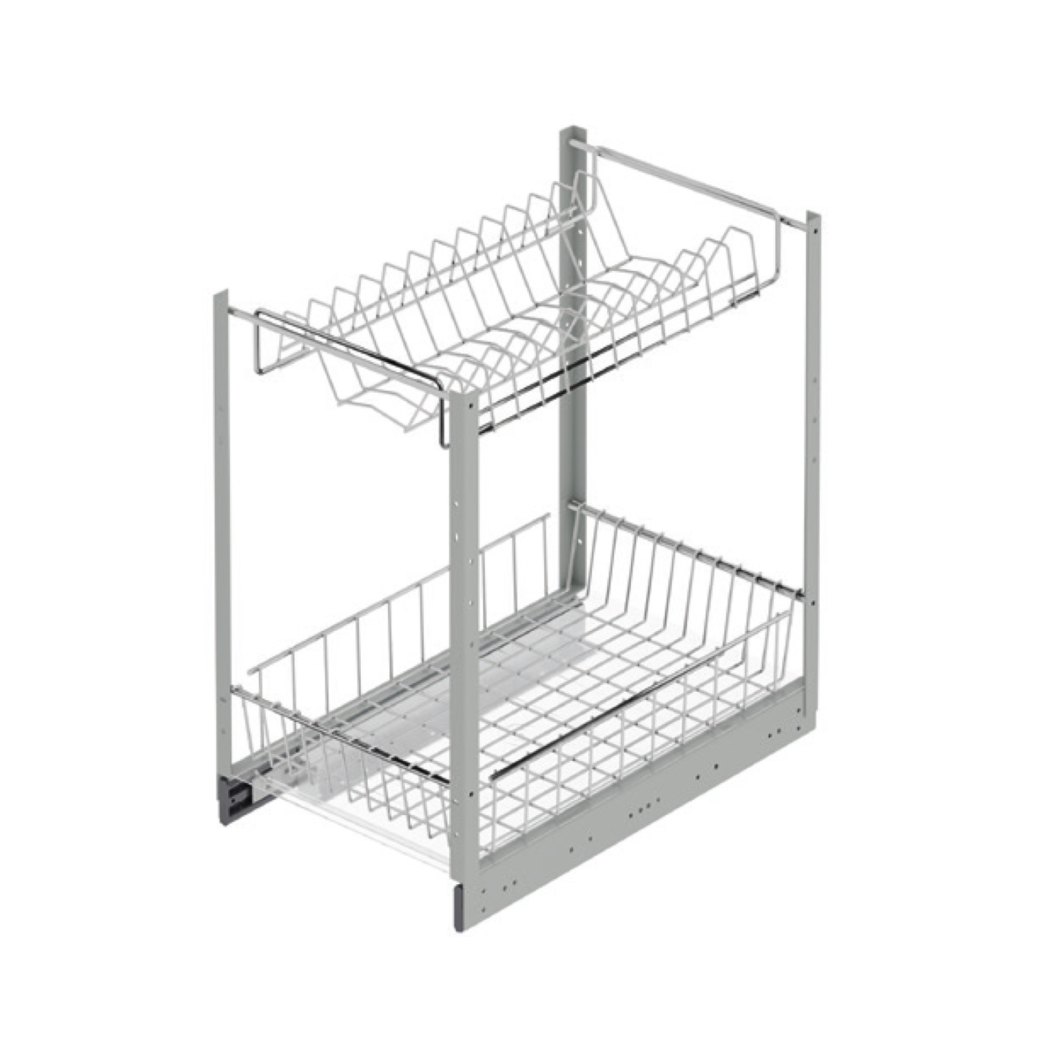 Выкатной посудосушитель 2-х ур. 350мм h520мм с амортизатором, пласт.поддон, хром Выкатной посудосушитель 2-х ур. 350мм h520мм с амортизатором, пласт.поддон, хром