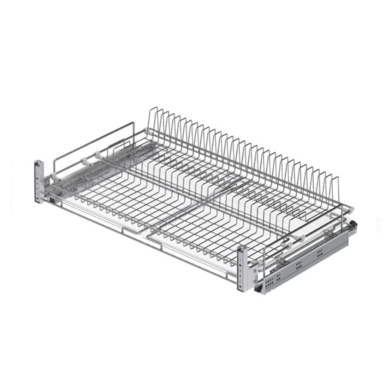 Выкатной посудосуш. 1-ур. 900мм с пласт.поддоном на напр.BLUM с креп.к фасаду, хром Выкатной посудосуш. 1-ур. 900мм с пласт.поддоном на напр.BLUM с креп.к фасаду, хром