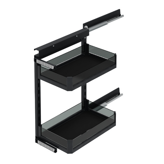 2х-ур.емкость Premium правая 400мм H635мм на ЛЕВЫХ направл. с аморт., антрацит/стекло 2х-ур.емкость Premium правая 400мм H635мм на ЛЕВЫХ направл. с аморт., антрацит/стекло