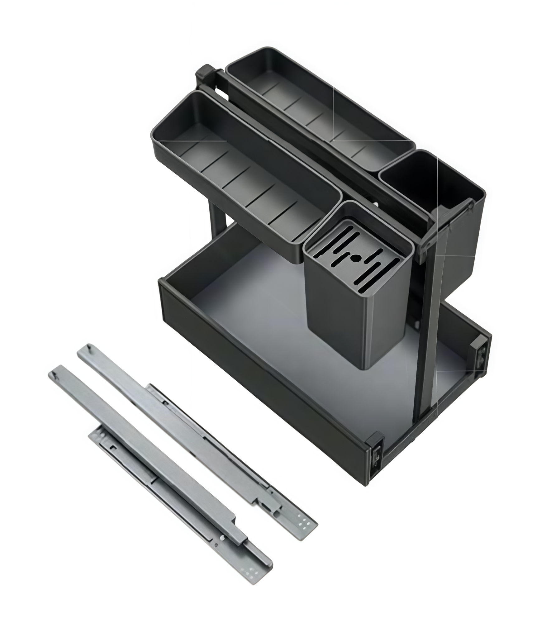 2х-ур. многофункц-я емкость LAMBO 300мм H543мм с напр-ми, т.-серый