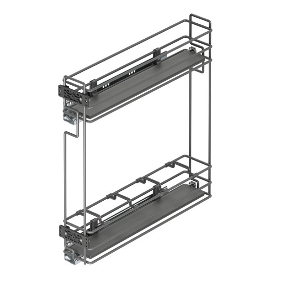 2х-ур. реш.емкость 150мм левая на напр.Blum с крепл.к фасаду, разд./бут., антрацит  2х-ур. реш.емкость 150мм левая на напр.Blum с крепл.к фасаду, разд./бут., антрацит