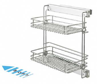 Выдв.2-ярусн.реш.емк.,с аморт.мат.хром левая c крепеж.компл.