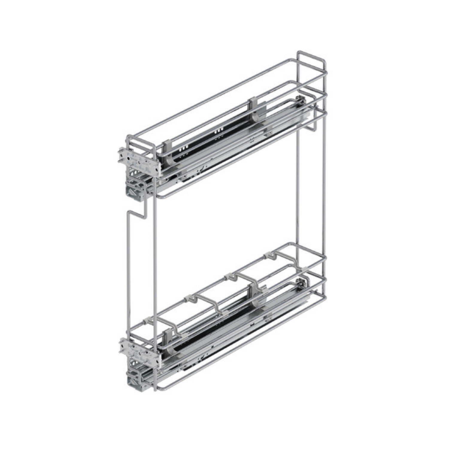 2х-ур. реш.емкость 150мм левая на напр.Blum с крепл.к фасаду, разд./бут., хром 2х-ур. реш.емкость 150мм левая на напр.Blum с крепл.к фасаду, разд./бут., хром