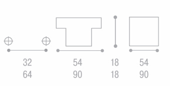 Ручка-кнопка 90х90мм, L=64мм, хром