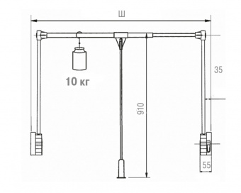 Лифт-пантограф 750-1150мм двухсторонний, нагрузка 10кг, серый