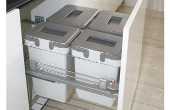 Система контейнеров V20+20л на напр.полн.выдвиж. с аморт.,в шкаф 400мм, серый/хром