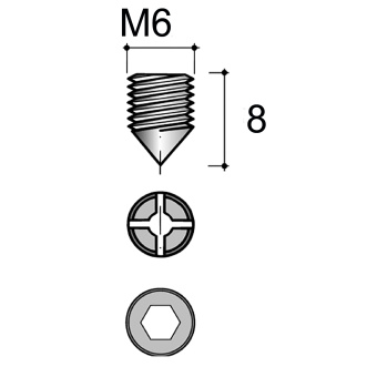 Винт стяжки конической M6x8мм под шестигранный ключ