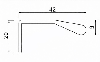 Ручка накладная на торец фасада 222мм, шлифованная сталь