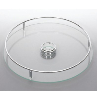 Стеклянная полка с релингом d=370мм для барной стойки, хром