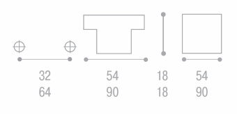Ручка-кнопка 54х54мм, L=32мм, хром