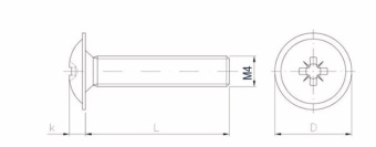 Винт WP M4x40, головка с буртиком, цинк, (гр.013.03)