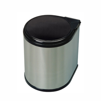 Ведро для мусора 277x277x355 (13л) пластик, нерж.сталь с серой крышкой