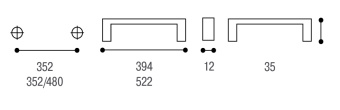 Ручка-скоба L=522/352мм, графит