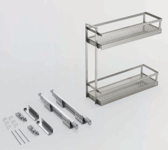 2х-ур. бутылочница ChampagneRose 200мм, H480мм, с напр-ми (креп. слева), шампань