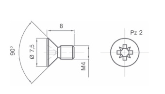 Винт с потайной головкой под крест, M4x8, золото