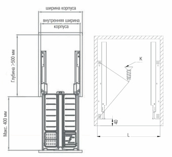 2х-ур. многофункц-я емкость LAMBO 450мм H543мм с напр-ми, т.-серый