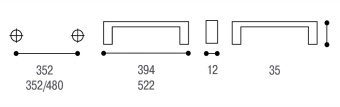 Ручка-скоба L=394/352мм, графит