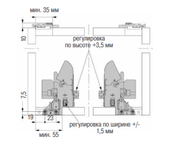 К-т скрытых направляющих 400мм DynaPro д/дерев.ящ.