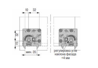 К-т скрытых направляющих 350мм DynaPro д/дерев.ящ.